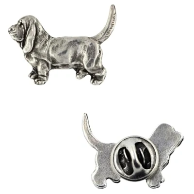 Imagen de Art Dog Insignia de Alfiler Perro Plata Edición única Hecha a Mano Plateada Broches para Mujer Alfileres Divertidos Broche Basset Hound I 2x2,6x5cm