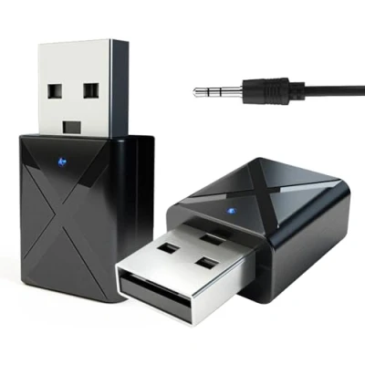 Imagen de Bluetooth 5.0 USB Receptor, Adaptador transmisor de TV, 4en1 con Cable Auxiliar Digital 3.5 mm para Altavoces, PC, Auriculares, Coche