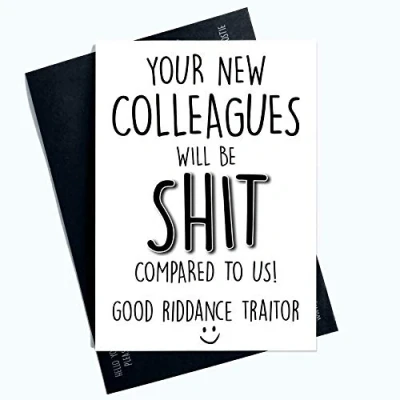 Imagen de Peachy Antics Divertidas tarjetas de trabajo para colega, tarjeta despedida Good Riddance Traitor Coworker PC993