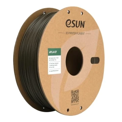 Imagen de eSUN Filamento PLA 1.75mm, ePLA CF Relleno de Fibra Carbono Precisión Dimensional +/ 0.03mm, Carrete 1KG (2.2 LBS) Materiales Impresión 3D para Impresoras FDM,Marrón