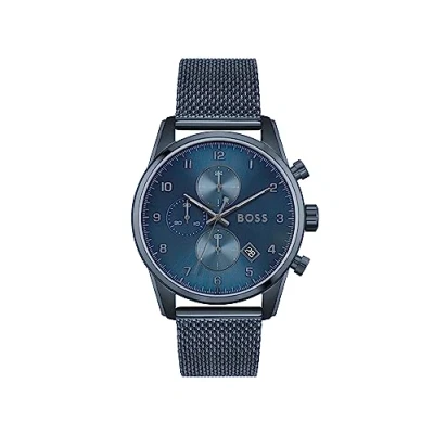 Imagen de BOSS Reloj Cronógrafo de Cuarzo para hombre con correa malla acero inoxidable Azul 1513836