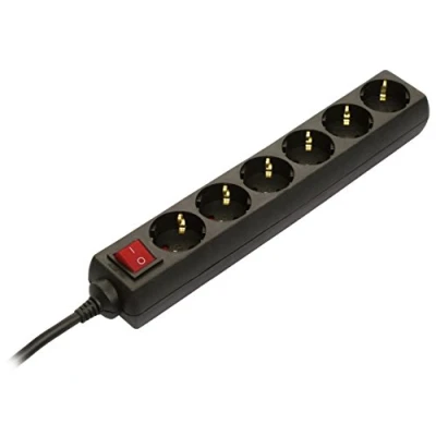 Imagen de as Schwabe 11511 Toma de corriente múltiple 6 vías con interruptor y protección contacto, blanco, 1,4m H05VV F 3G1,5, IP20 uso interior