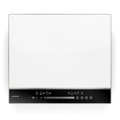 Imagen de Klarstein DualTone Flex Placa Inducción 4 Zonas Flexibles, 7200W, Control Deslizante, Thermoboost, Temporizador y Seguridad, Marco de Aluminio, Blanca