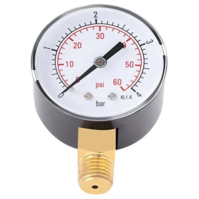 Imagen de Manómetro para combustible, aire, aceite o agua 0 4 bar / 60 psi NPT, 1/4&quot;NPT, montaje inferior