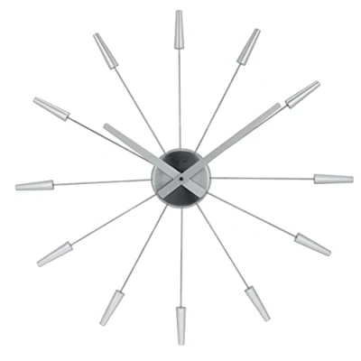 Imagen de NeXtime reloj de pared &quot;PLUG INN&quot;, muy silencioso, plateado, acero inoxidable, redondo, ø 58 cm