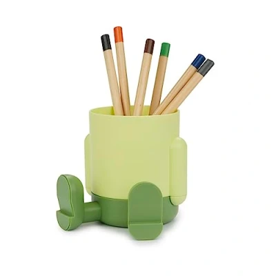 Imagen de Balvi Portalápices Mr Sitty Color Verde Diseño Colorido y Original con Dos compartimientos Plástico