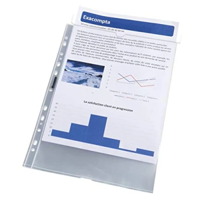 Imagen de Exacompta 31048E Bloque de 50 bolsillos perforados PP liso Quick Doc A4 Cristal