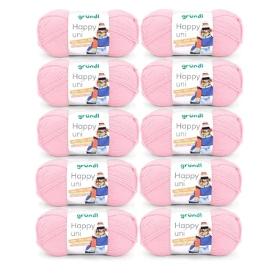 Imagen de Gründl Happy Uni, 10 Knäuel à 100 g (Hilo de Lana para Tejer y Hacer Ganchillo, antipilling, 250 m, tamaño Aguja: 4 5, x g), Rosa, 100% poliacrílico, One Size, 1000