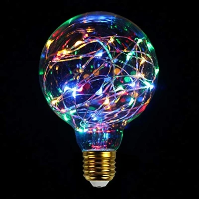Imagen de Tianfan Bombillas LED de neón, 4 colores, 50 LED, alambre plateado, luces hadas 1 W E27 (G95)