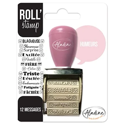 Imagen de Aladine Roll&#039; Stamp Sello con rueda (12 mensajes para sellar, ideal Bullet Journal, scrapbooking 02160, color negro