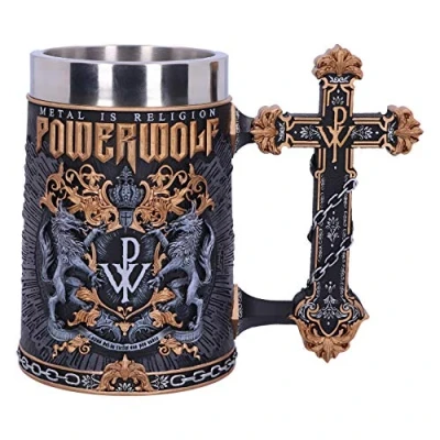 Imagen de Nemesis Now Officially Licensed Powerwolf Metal is Religion Rock Band Tankard, Black Jarra, Resina, 11.5 cm