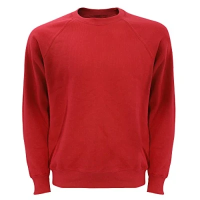 Imagen de Fruit Of The Loom Sudadera de raglán con cuello redondo y manga larga para hombre rojo Large