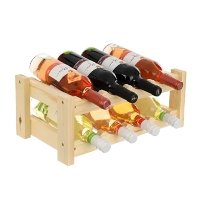 Imagen de GoodFreshDecor Botellero Vino Organizador De Botellas Capacidad 8 Madera Pino Estantería Estabile 43 x 24 17,5 cm Color Natural