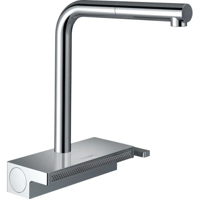 Imagen de Hansgrohe Aquno Select M81 Grifo monomando de cocina 250, caño extraíble, 2 tipos chorro sin sBox, acabado acero inoxidable, 73836800