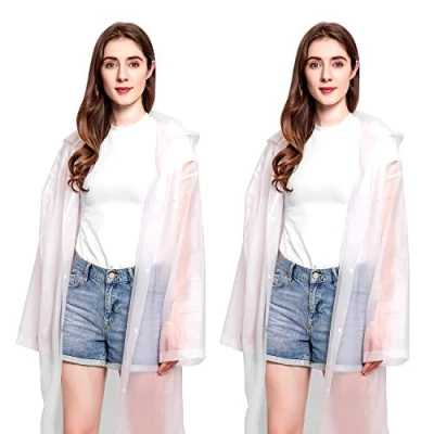 Imagen de Mitening Chubasqueros Impermeable, Poncho de Lluvia Impermeable Reutilizable con Capucha y Mangas, Unisex EVA para Viajes, Picnic, Excursionismo Exteriores (Paquete 2)