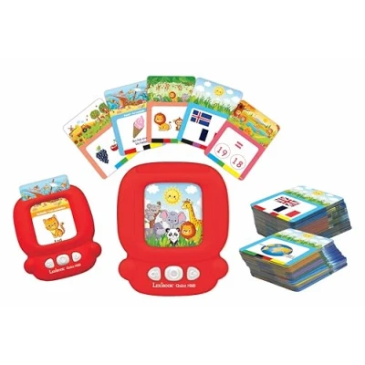 Imagen de Lexibook, Lector Interactivo bilingüe, Español/Inglés, 150 Doble Cara, Tarjetas de Preguntas y Vocabulario, Rojo, Color, Medium (JCR10i2)