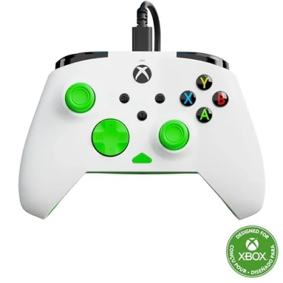 Imagen de Turtle Beach Rematch Core Blanco/verde Mando de juego con cable licencia para Xbox Series X o S, One y PC Windows Gatillos impulso, controles audio