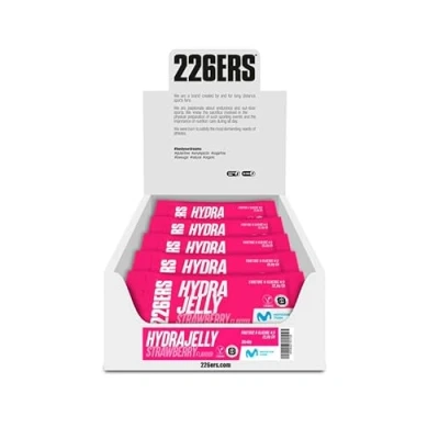 Imagen de 226ERS Hydrajelly, Gel Energético Textura Gelatina, 30 x 40 g, a Base de Glucosa y Fructosa, Energía Inmediata, Recuperación Muscular, Aporte Sodio, Mejor Asimilación Digestión, Sabor Fresa