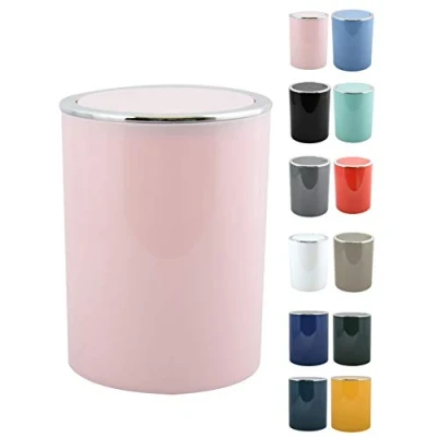 Imagen de MSV Papelera decorativa oficina o baño 6 Litros Bad Serie Aspen, Rosa Pastel