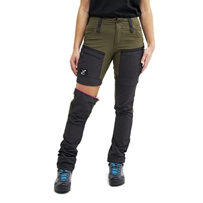 Imagen de RevolutionRace RVRC GP Pro Zip Off Pants para Mujer, Pantalones de Senderismo Convertibles, Dark Olive, XXL