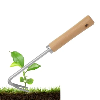 Imagen de GYSRXS Extractor Malas Hierbas de Acero Inoxidable Cortador Manual con Mango Madera Quita Huerto,para Escardar,Excavar,Arrancar(25.7x7,5) CM