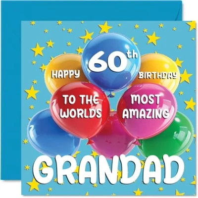 Imagen de Stuff4 Tarjeta de cumpleaños número 60 para abuelo El más increíble del mundo feliz parte nieto nieta, 145 mm x mm, años tarjetas