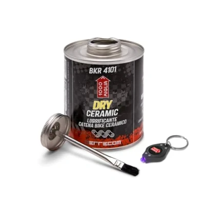 Imagen de Errecom 1000 Miglia BKR 4101 DRY CERAMICO Lubricante Cadena de Bicicletas para senderos secos y polvorientos 900 ml, fórmula fluorescente perfumada, Bote All in One con cepillo incluido