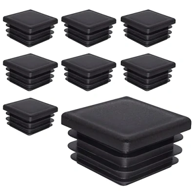Imagen de SKIR&#039;CO 8 tapones cuadrados de plástico 45 x mm, tapas tubo mate, insertos cuadrados, para postes valla, color negro RAL 9005