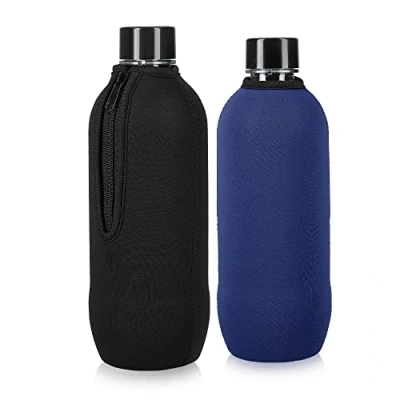 Imagen de kwmobile 2x Funda compatible con botellas de SodaStream Enfriadores neopreno cierre para botella 615 ml negro/azul
