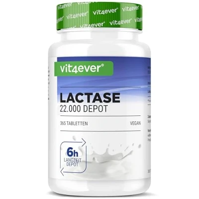 Imagen de Lactase 22.000 depot 365 comprimidos con efecto (Sepismart® de liberación lenta) Altamente dosificado unidades FCC Para la intolerancia a lactosa + leche