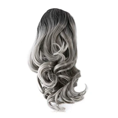 Imagen de WIG ME UP JL 3023 171/454 Extensión de pelo coleta ondulada longitud media (35 cm) 1 peineta + cinta elástica gris