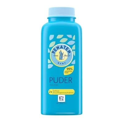 Imagen de Penaten Polvo natural para bebés con aloe y vitaminas (1 x 100 g). Protege la piel sensible, absorbe humedad mantiene seca. Dermatológicamente confirmado, 99% ingredientes de origen
