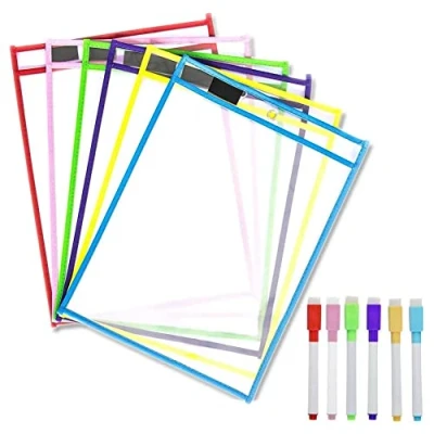 Imagen de Bolsillos de Borrado en Seco Reutilizables, Paquete 6 Fundas Protector Hojas de, Bolsillo