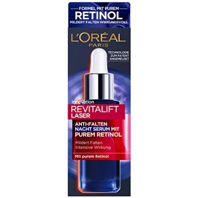 Imagen de L&#039;Oréal Paris Sérum de retinol, antiarrugas, con vitamina A, aceite nutritivo y ácido hialurónico, láser Revitalift, 30 ml