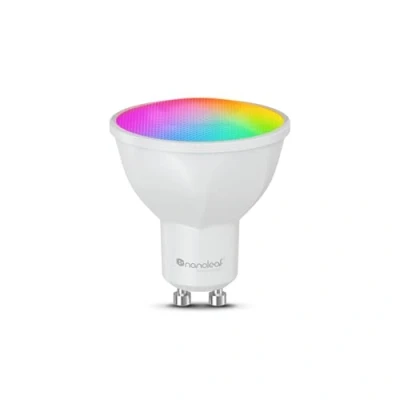 Imagen de Nanoleaf Lámpara LED inteligente GU10 mate, 1 bombilla RGBCW regulable, sincronización de pantalla, 16 millones colores, 400 lúmenes, WiFi App/control por voz (Alexa, Apple, Google), ideal para