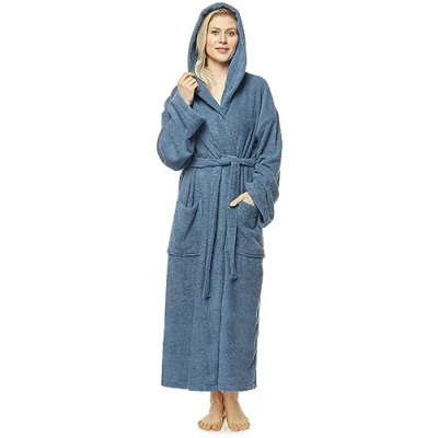 Imagen de Arus Albornoz con capucha para mujer, extra alto, tamaño mujer: M unisex: S Azul Gris