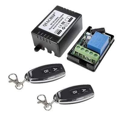 Imagen de QIACHIP 433Mhz interruptor de control remoto inalámbrico 12v,Mando a Distancia DC 12V 1 Canal relé RF receptor Transmisor para Abridor Puerta Garaje Momentáneo/Alternancia