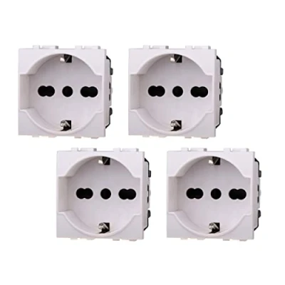 Imagen de Toma Schuko 2P + T 16 A, compatible con Bticino Living Light (4 unidades, blanco)