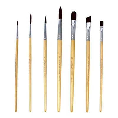 Imagen de Artway Set de 7 pinceles pintura Redondos, plano, lengua gato, delineador y chisel Nailon 1 unidad, beige A Nylon Brush (7)
