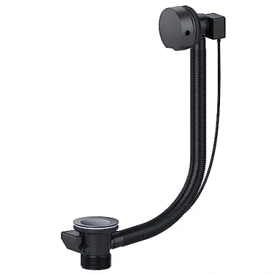 Imagen de SPARES2GO Tapón giratorio combinado de residuos baño, 40 mm, trampa desplegable desbordamiento (negro)
