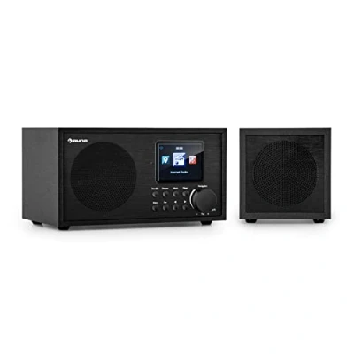 Imagen de Auna Silver Star Radio Portatil Pequeña, Digital Bluetooth Recargable, Transistores FM Pequeños Dab/Dab+, Altavoces Estéreo con Pantalla HCC, Streaming, Despertador, y 5h de Duración