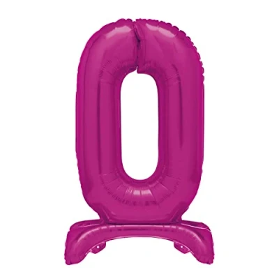 Imagen de Unique 12870 Globo Gigante Número 0 de Pie 76 cm Rosa Intenso