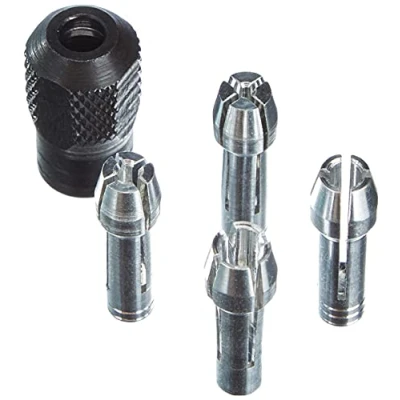 Imagen de Dremel 4485 Portabrocas y Pinzas (0,8/1,6/2,4/3,2 mm) Kit de 5 Accesorios para Multiherramientas Incluye 4 Boquillas Tuerca Boquilla