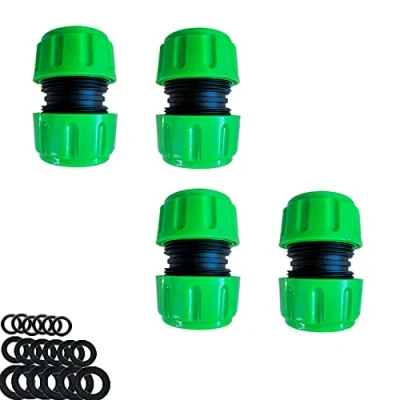 Imagen de YAAVAAW Paquete de 4 extensores conector reparación manguera, extensión fijación rápida para unir manguera jardín 3/4 pulgadas, conexión