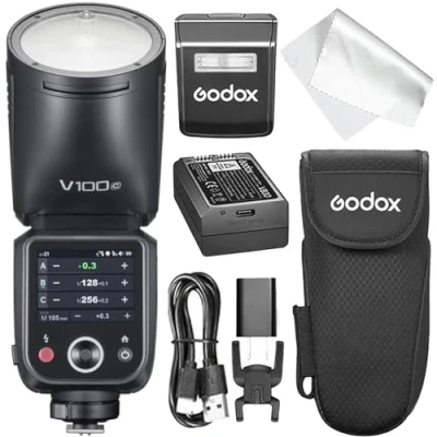 Imagen de Flash Godox V100C para Canon, V100 C 100w ETTL II Camera, Compatible con Cámara Canon EOS R6 R5 RP R, 80D 90D 7D 750D, M50 Mark II,5D IV/III,