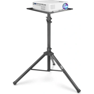 Imagen de Pyle tripode para proyector, Ordenador portatil, Soporte de Suelo, Ajustable, Plegable, Extensible 30 a 55. Color Negro
