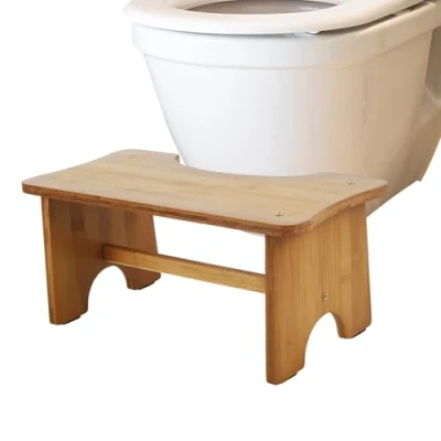 Imagen de taburete de inodoro bambú para sentadillas, portátil orinal, elevador patas inodoro, ergonómico excrementos, saludable adultos y niños, alivia el