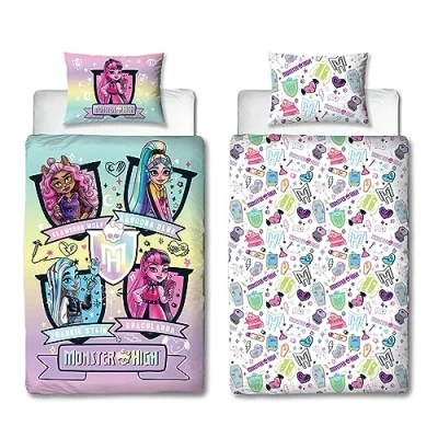 Imagen de Character World Monster High Juego de Funda edredón para Cama Individual, diseño Feroz, Reversible, 2 Caras, Incluye Almohada a Juego, Dormitorio niños, polialgodón