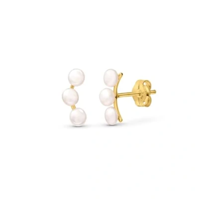 Imagen de Amberta Allure Pendientes Trepadores para Mujer en Oro de 9 Quilates: Oreja con Perlas