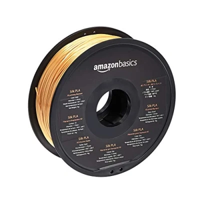 Imagen de Amazon Basics Filamento para impresora 3D, ácido poliláctico, carrete de 1000 gramo, 2.2 libras, 1.75 mm, Dorado (efecto seda)